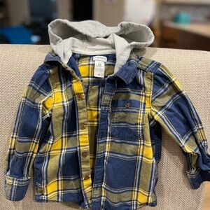 Carter's Blue and Yellow Plaid Hooded Shirt
